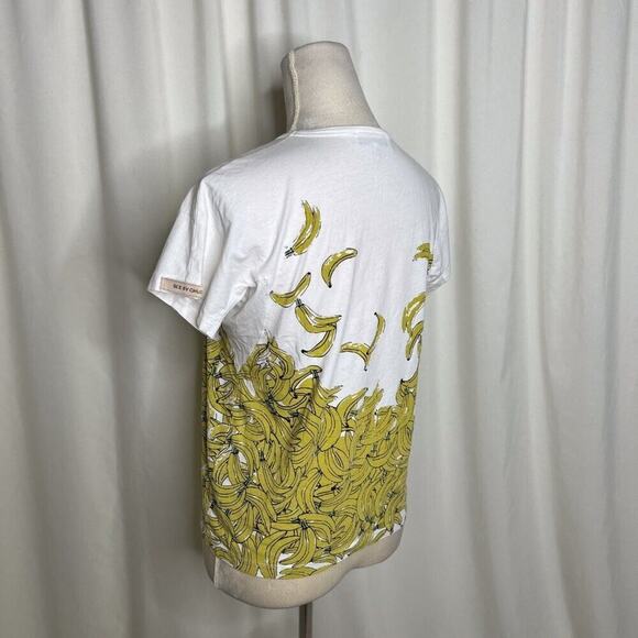 See by Chloe Banana Graphic Print T-Shirt White Yellow Women's 6 Vintage Y2K - Picture 13 of 15